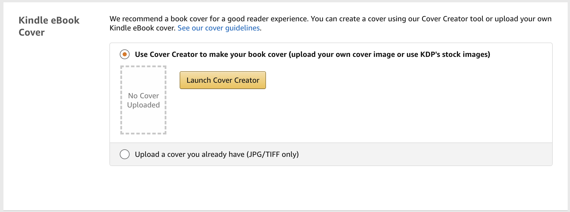upload your book cover to amazon